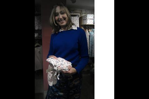 Founder Cath Kidston showing off some pyjamas